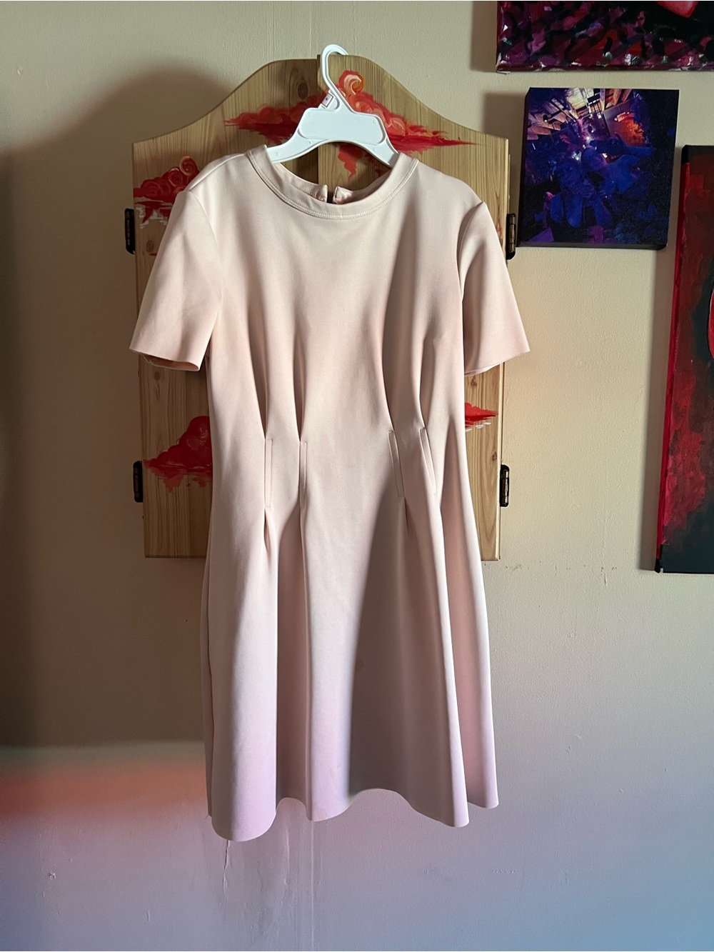 Topshop Pale Pink Short Sleeve A-Line Dress
